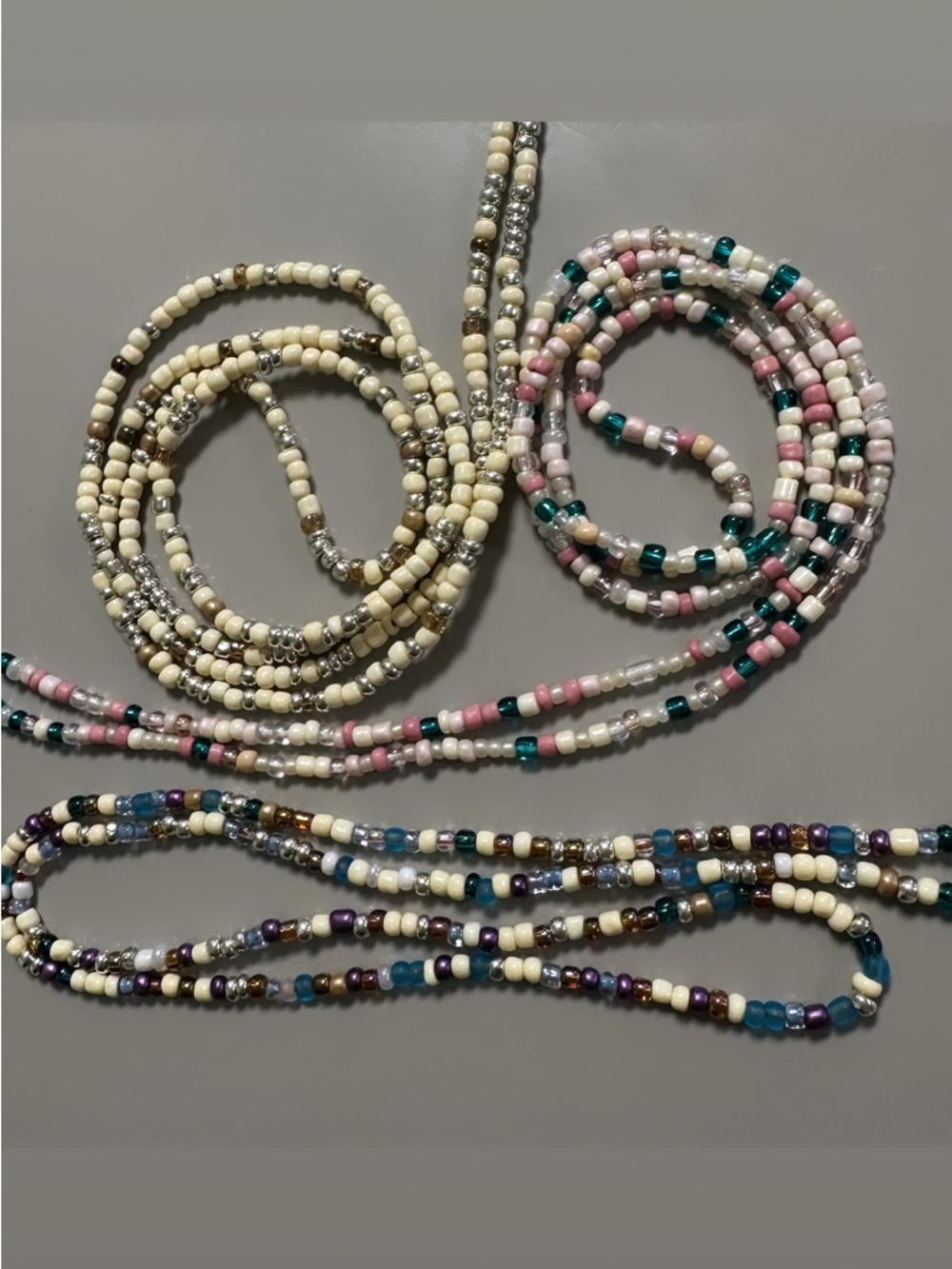 Handcrafted Multicolor & Cream Waist Bead Set 3pcs